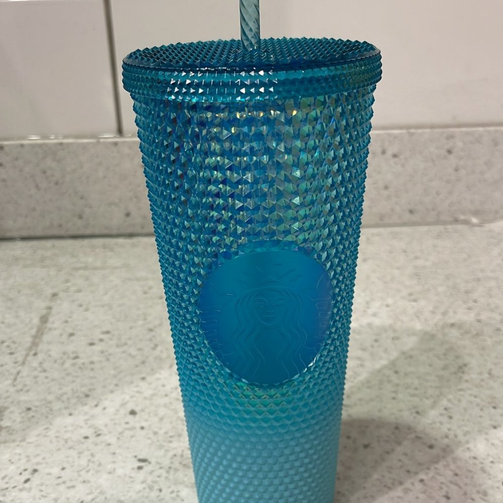 Starbucks 2023 Blue Glacier Gradient/Ombre Bling Cold Cup Tumbler Venti 24oz - Picture 2 of 4